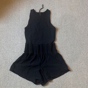 Athleta Black racer back  Romper with Smocked Waist